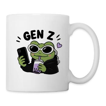 Gen Z Frog With Boba Kawaii Funny Meme Aesthetic - Mug - white - Right