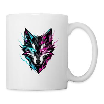 Wolfskopf neonfarben - Tasse - Weiß - Rechts