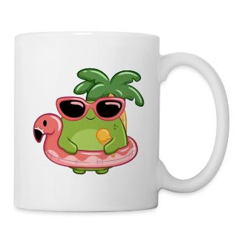 Sommerlicher Frosch mit Sonnenbrille und Flamingo  - Tasse - Weiß - Rechts