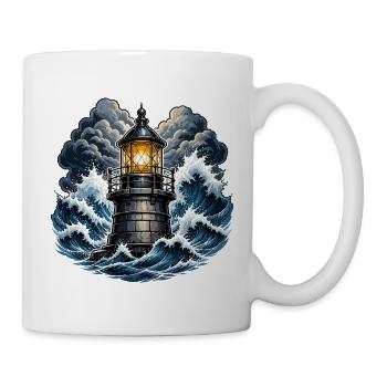 Leuchtturm im Sturm - Tasse - Weiß - Rechts