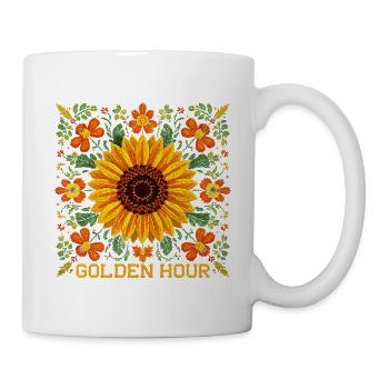 Motif de tournesol – Motif floral « Golden Hour » - Mug blanc - blanc - Droite