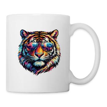 Tigre psychédélique avec des lunettes de soleil - Mug blanc - blanc - Droite
