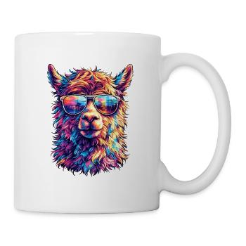 Lama avec des lunettes de soleil fluo - Mug blanc - blanc - Droite