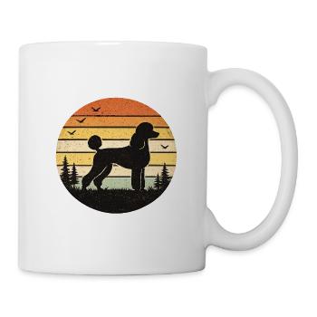 Coucher de soleil de la silhouette rétro du caniche - Mug blanc - blanc - Droite