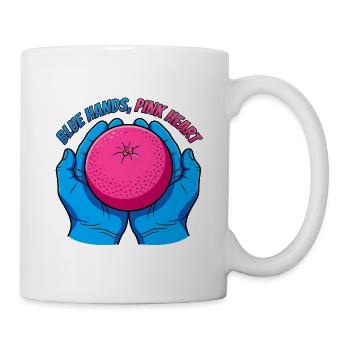 Blue Hands and Pink Fruit – Pop Art - Mug - white - Right