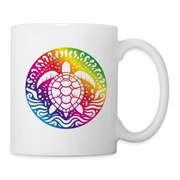 Cercle océanique du Mandala de la Tortue Arc-en-ciel - Mug blanc - blanc - Droite