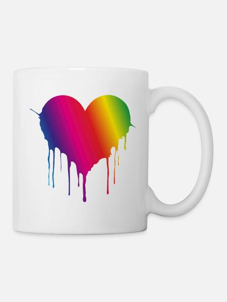 Rainbow Drip Heart - Mug - white