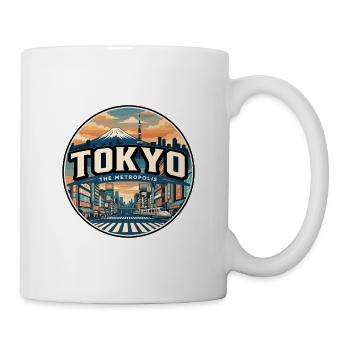 Retro Tokyo Mount Fuji Travel Badge - Mug - white - Right