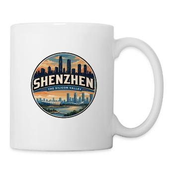 Retro Shenzhen Bay Skyline Badge - Mug - white - Right