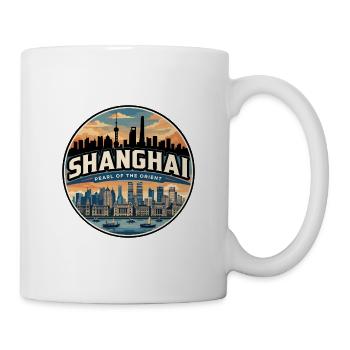 Badge de voyage rétro à Shanghai Pudong - Mug blanc - blanc - Droite