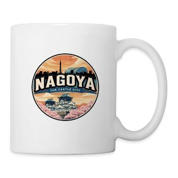 Insigne rétro du Cherry Blossom du Château de Nagoya - Mug blanc - blanc - Droite