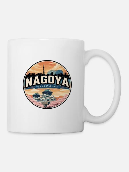 Retro Nagoya Castle Kirschblütenabzeichen - Tasse - Weiß