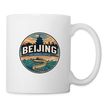 Badge rétro de voyage de la Grande Muraille de Pékin - Mug blanc - blanc - Droite