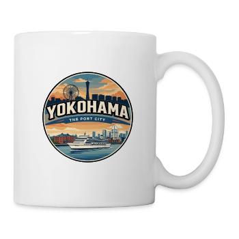 Retro Yokohama Harbor Travel Badge - Mug - white - Right