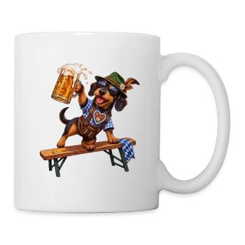 Teckel drôle avec de la bière en costume bavarois - Mug blanc - blanc - Droite