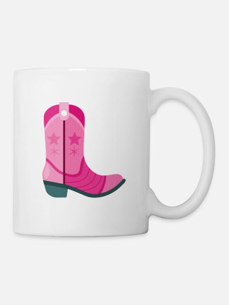 Pinker Cowboy-Stiefel - Tasse - Weiß