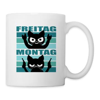 Katze Montag Freitag - Tasse - Weiß - Rechts