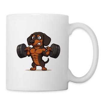 Teckel de fitness – une force forte à la salle de sport - Mug blanc - blanc - Droite