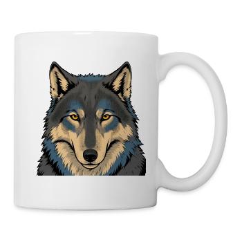 Azur-Mond-Wolf-Porträt - Tasse - Weiß - Rechts