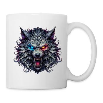 Loup Néon à Deux Yeux - Mug blanc - blanc - Droite