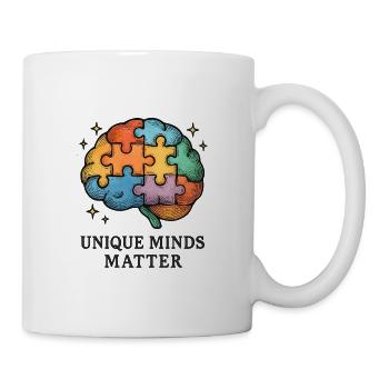 Buntes Puzzlehirn: Einzigartige Köpfe - Tasse - Weiß - Rechts