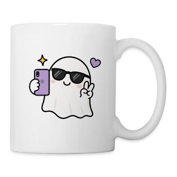Gen Z Kawaii Geister-Selfie Coole Sonnenbrille Gruselig C - Tasse - Weiß - Rechts