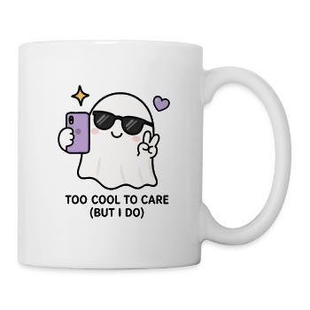 Gen Z: Zu cool, um sich zu kümmern, Kawaii Geister-Selfie Lustig S - Tasse - Weiß - Rechts