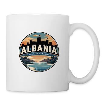 Retro Albanien Ksamil-Inseln-Abzeichen - Tasse - Weiß - Rechts