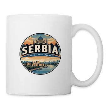 Insigne rétro de la forteresse de Belgrade en Serbie - Mug blanc - blanc - Droite