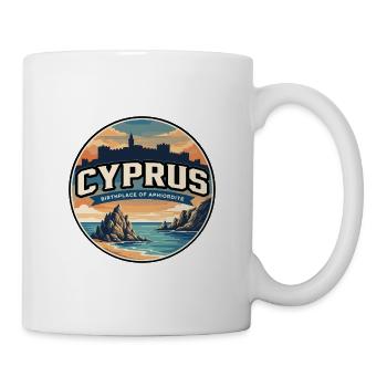 Retro Cyprus Aphrodites Rock-Abzeichen - Tasse - Weiß - Rechts