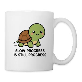 Langsamer Fortschritt ist immer noch Fortschritt, süße Kawaii-Schildkröte - Tasse - Weiß - Rechts