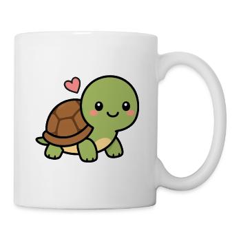 Mignonne tortue kawaïenne avec un cœur adorable d’amour animal - Mug blanc - blanc - Droite