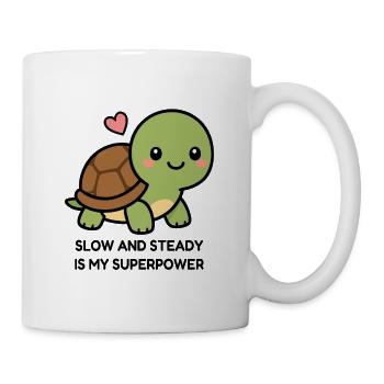 Langsam und stetig ist meine Superkraft, süße Kawaii-Turtl - Tasse - Weiß - Rechts