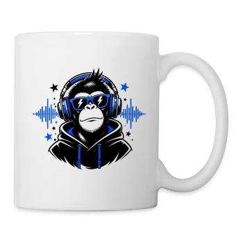 DJ-Affe mit Hoodie - Tasse - Weiß - Rechts