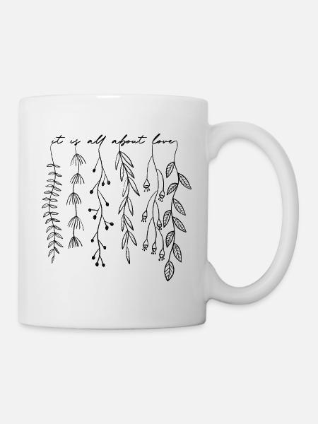 Es geht um Liebe – Suspended Botanical Lines - Tasse - Weiß
