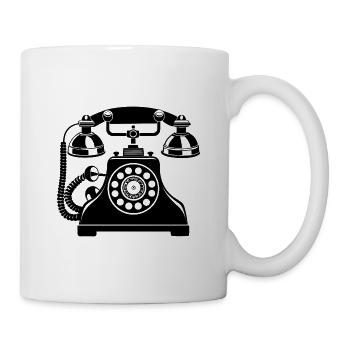 Vintage-Telefon - Tasse - Weiß - Rechts
