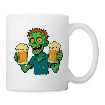 Glücklicher Zombie mit Bier - Tasse - Weiß - Rechts