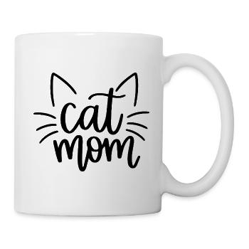 Cat Mom Katzenmotiv mit Schnurrhaaren - Tasse - Weiß - Rechts