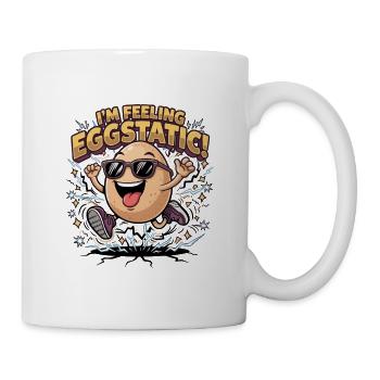 Ich fühle mich eistatisch – Energiegeladenes Ei Cartoon-Wortspiel - Tasse - Weiß - Rechts