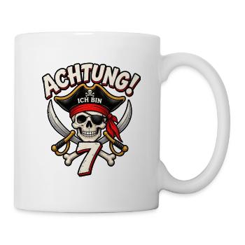 7. Geburtstag Pirat – Achtung Ich Bin 7 – Piraten - Tasse - Weiß - Rechts