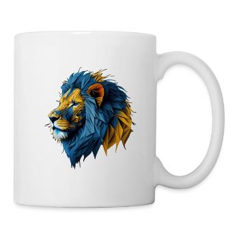 Lion polygonal bleu-or - Mug blanc - blanc - Droite