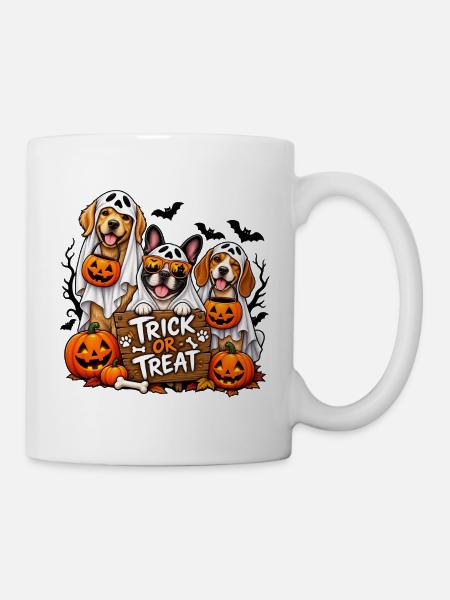 Halloween-Hunde Süßes oder Saures - Tasse - Weiß