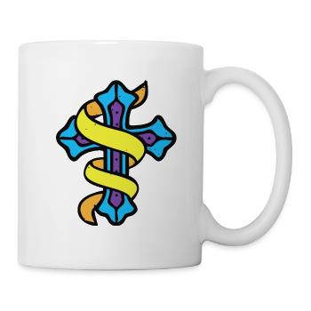 Emblème de la croix rubanée - Mug blanc - blanc - Droite