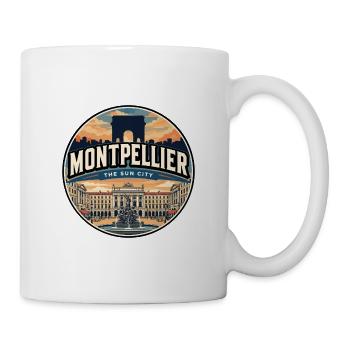 Retro Montpellier Comédie Square Abzeichen - Tasse - Weiß - Rechts