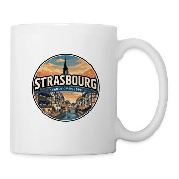 Retro Straßburger Petite France Abzeichen - Tasse - Weiß - Rechts