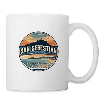 Retro San Sebastian La Concha-Abzeichen - Tasse - Weiß - Rechts