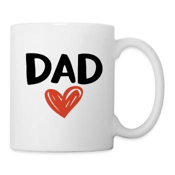 Handgezeichnetes Herz – Ich liebe dich, Papa - Tasse - Weiß - Rechts