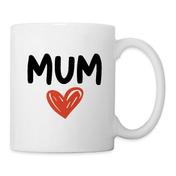 Handgezeichnetes Herz – Ich liebe dich, Mama - Tasse - Weiß - Rechts