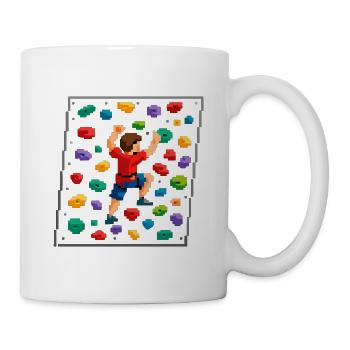 Retro Pixel Art Bouldern 8-Bit Kletterwand - Tasse - Weiß - Rechts