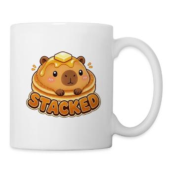 Süße Kawaii Capybara gestapelte Pfannkuchen - Tasse - Weiß - Rechts
